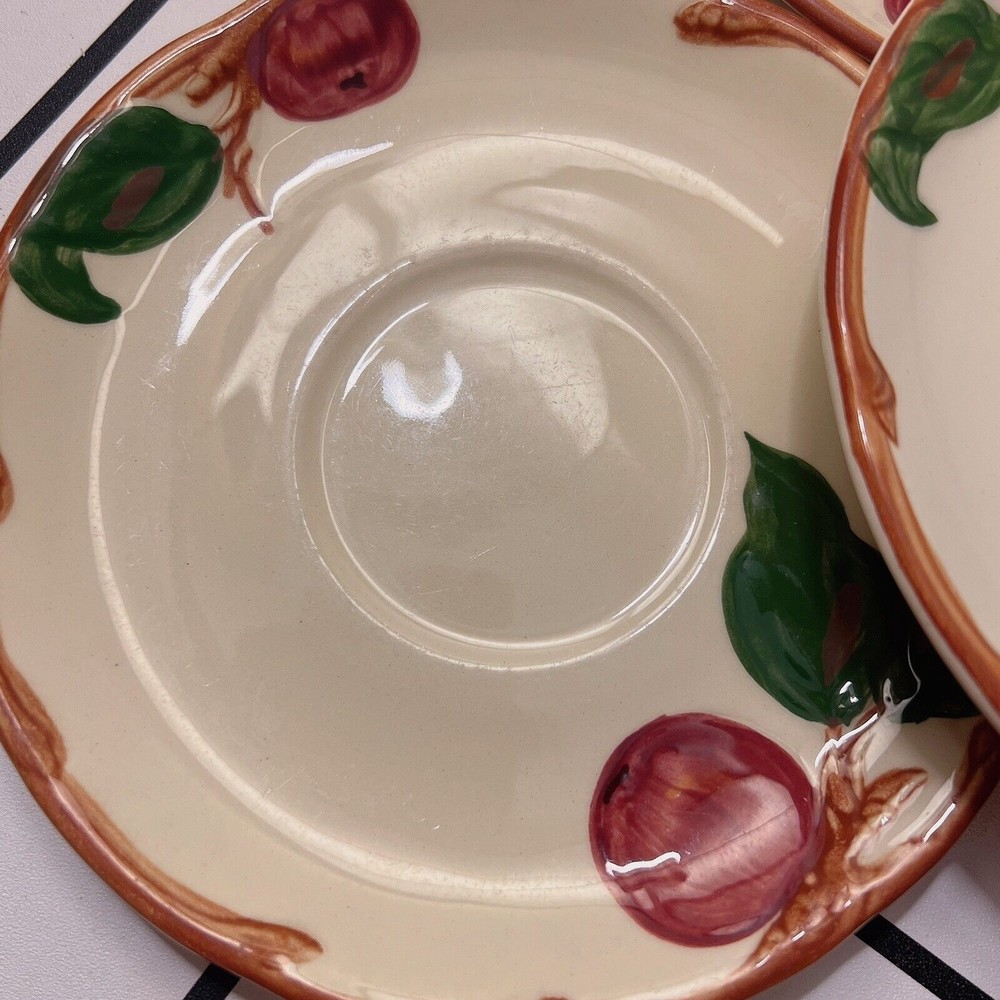 Lot of 6 Vintage Franciscan "Apple" Pattern Ceramic Saucers California USA - Picture 4 of 12